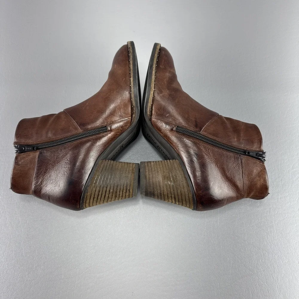 Paul Green Stella Booties Womens UK 4 US 6.5 Stacked Heel Leather Classic Boho